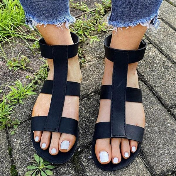 

sandals women shoes casual female non-slip sandal for gladiator platform ladies flats outdoor woman retro shoes2021, Black