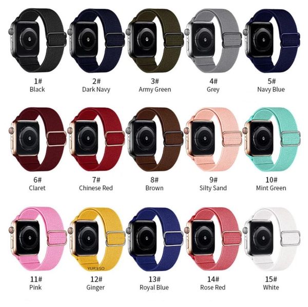 Verstellbares, dehnbares Solo-Loop-Nylonarmband für Apple Watch, elastisches Band 42 mm, 44 mm, 38 mm, 40 mm, für iWatch-Serie SE/6/5/4/3/2/1