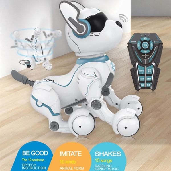 

webcams intelligent electronic rc robot dog make 10 animal sounds dance singing voice control toy play with kid boy child friend gift