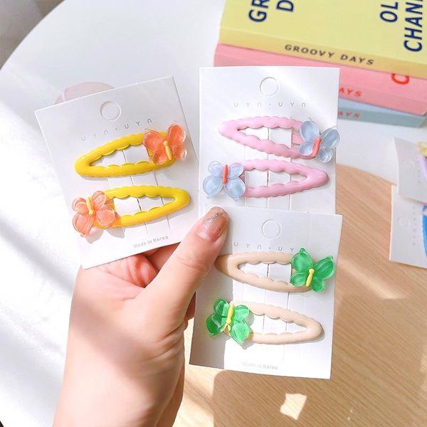 

hair accessories 2021 cute candy color butterfly clips for girls baby wave clip barrettes simple snap styling hairpins, Slivery;white