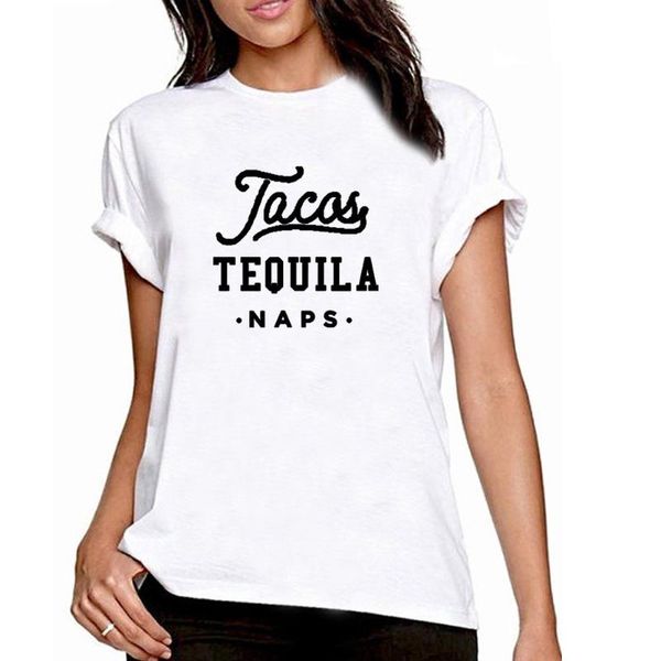 

women's t-shirt tacos tequila naps funny women summer cotton o-neck tshirt casual short sleeve tee shirt femme drop, White