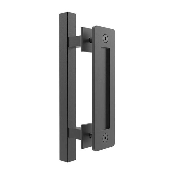 

handles & pulls jachor 12'' barn door pull handle black silver flush recessed set carbon/stainless steel sliding wood hardware