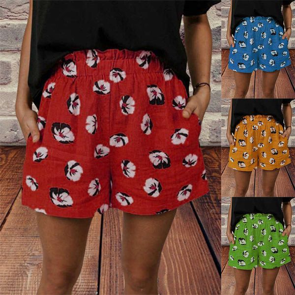 

shorts 2021 women's printed cotton hemp casual for women, White;black