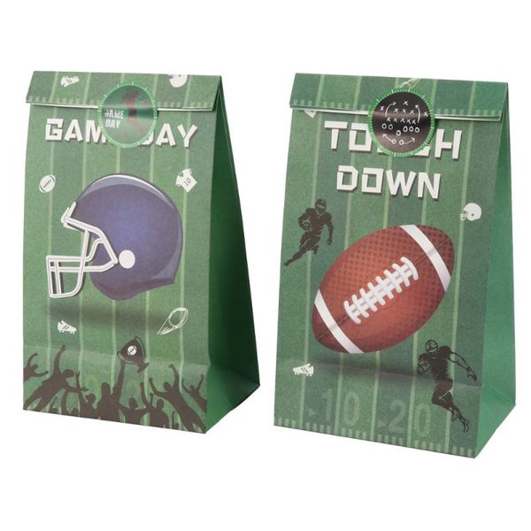 

gift wrap 1 set paper bag tote rugby themed (12 bags+18 sticker green)