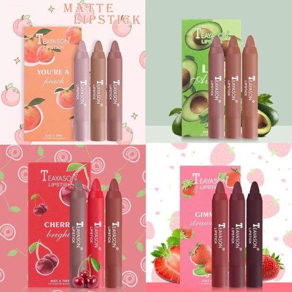 

lip pencils 3pcs/box lipstick pen matte velvet fog waterproof stick long-lasting