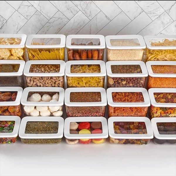 

storage bottles & jars 450-2000ml different capacity plastic sealed kitchen box transparent food canister keep fresh clear container