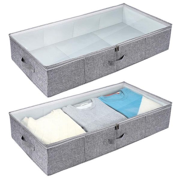

cabilock 2pcs under-bed storage bag eco-friendly multi-functional under bed clothes organizers zippered underbed pouches clothing & wardrobe
