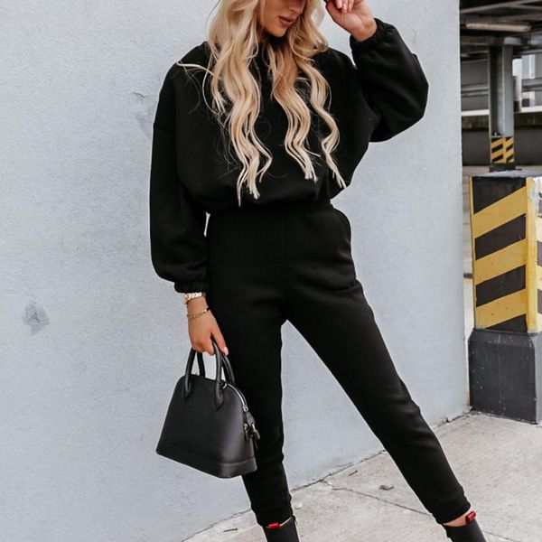 

women's two piece pants 45# tracksuit casual fleece sets oversized hooded long sleeve female hoodie suit winter sport ladies set, White