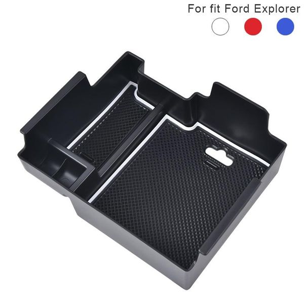 

car organizer for explorer 2011-2021 central armrest storage box tray interior accessories 1 pc blue red