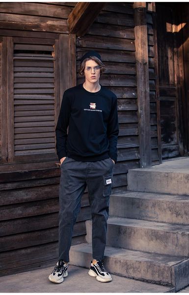 

men's t-shirts 2536 summer trendy brand camouflage long-sleeved round neck t-shirt, White;black