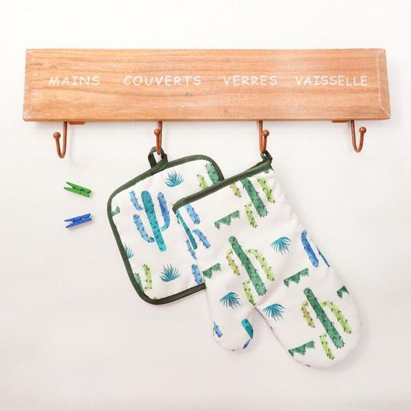 

oven mitts 2pcs cactus insulated pad cotton fashion nordic kitchen cooking microwave gloves baking bbq potholders cushion mat