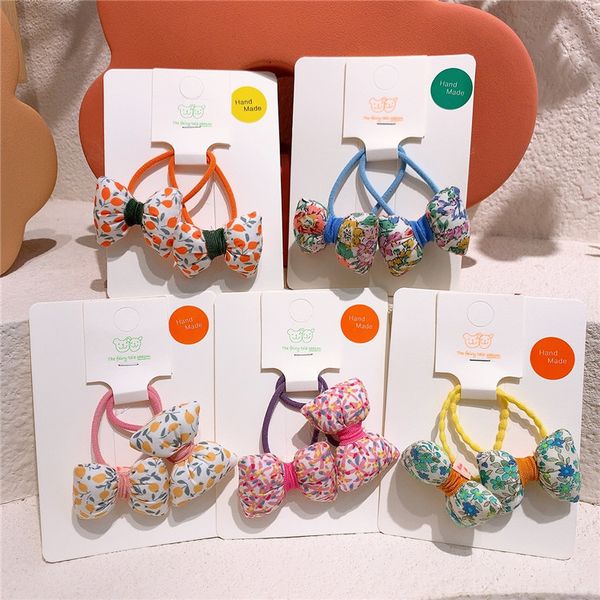 2021 nuova moda coreana per bambini tessuto floreale fiocco elastico corda per capelli dolce ragazza principessa coda di cavallo accessori per capelli