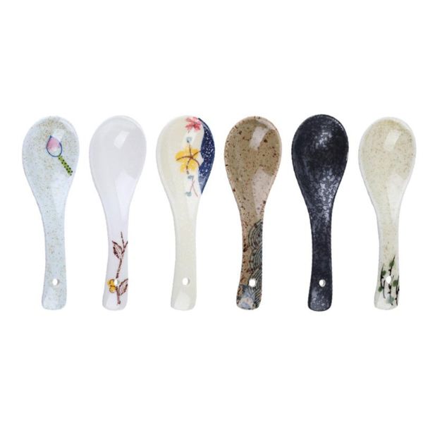 

spoons 6pcs japanese style ceramic soup rice (assorted color)