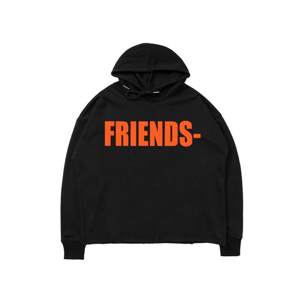 

long 2021 brand v hoodie friends orange big meichao high street casual loose oversize no hem, Black