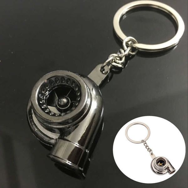 

new universal car house cool gunmetal spinning turbo keychain turbocharger keyring creative design auto stylish accessories