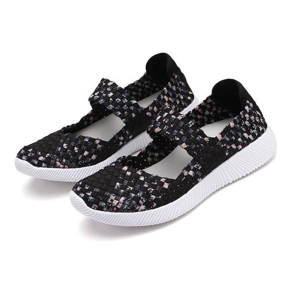 

ms. moccasin knitted shoes, women's driving lightweight breathable fashion casual sneakers, multicolor flat with summer sandals, Black