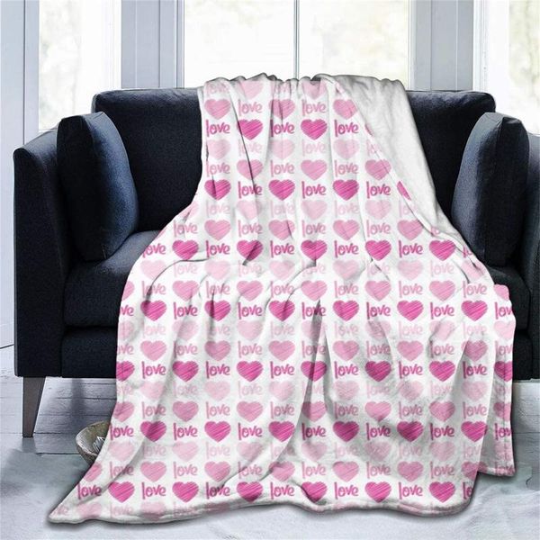 

blankets heart-shaped pattern 3d plush blanket sherpa wool soft bedspread on the bed sofa,