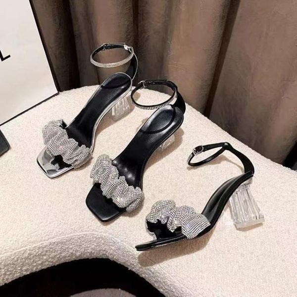 

sandals summer women leather party shoes woman heel females fashion, Black