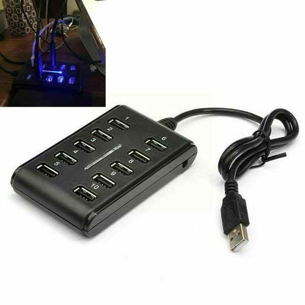 

hubs 10 port powered usb hub 2.0 high speed splitter extension for pc lapdouble row ten usb2.0hub with switch d0m0