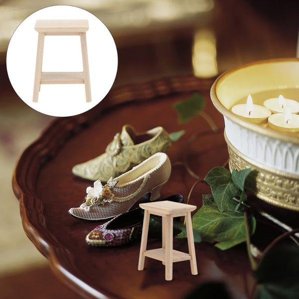 

1pc wooden furniture model mini stool house diy planters & pots