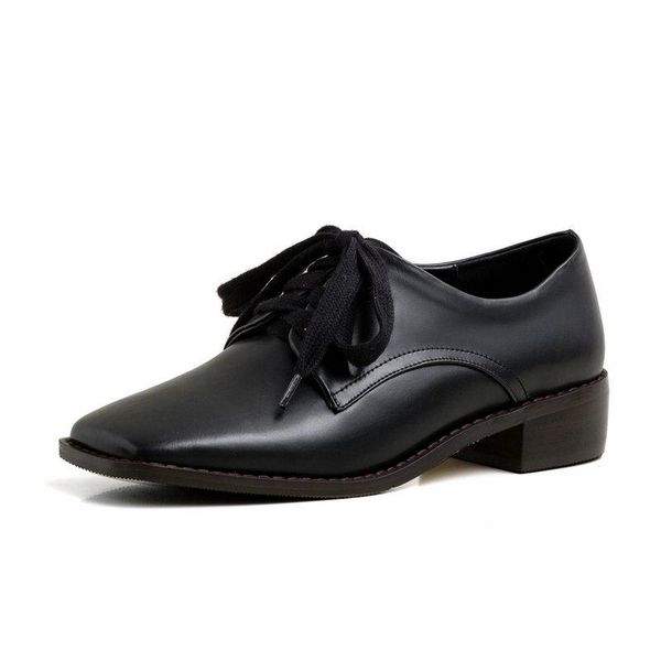 

dress shoes pumps for women 100% leather ladies lace-up casual oxford footwear size 40, Black