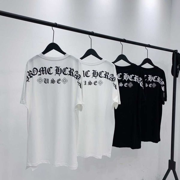 

crosin slogan 2021 new back short print sanskrit letter sleeve crosin horseshoe lovers t-shirt, White