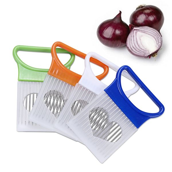 Новые Shreders Sliecers Tomato Лук Овощи Slicer Режущая помощь Держатель Руководства Нарезка Резака Безопасная вилка Инструменты W0253