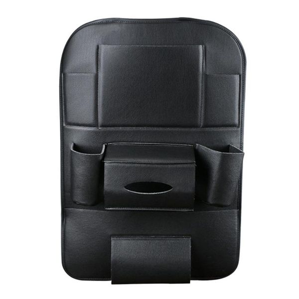

car organizer seat back storage bag pu leather multi-pocket (black)