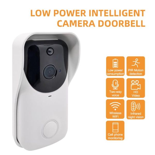 

smart home control d520 wifi video doorbell with 1080p camera cellphone remote wireless two-way intercom security