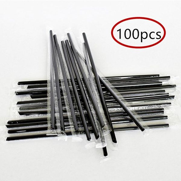 

drinking straws 100pcs black straw 190mm long wedding party cocktail supplies kitchen accessories disposable individual packaging plastic di