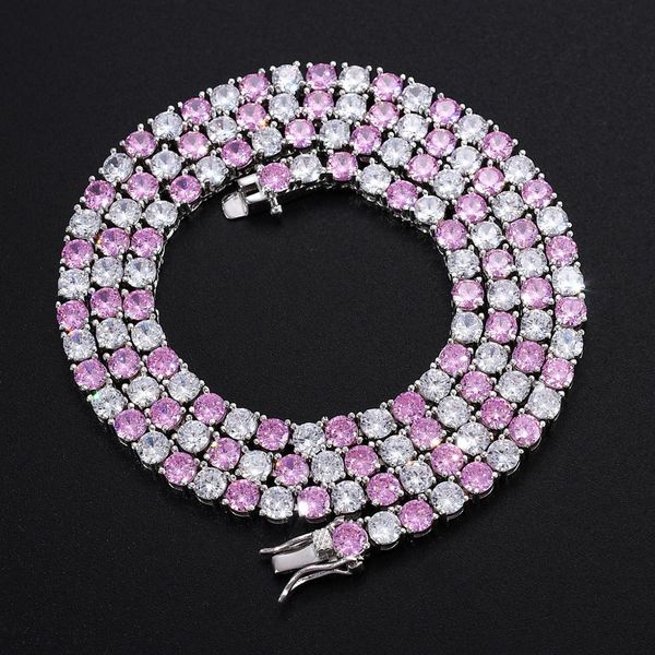 

new fashion charms 4mm tennis chain chokers necklace iced out bling aaa cz zircon link chains for men and women hip hop jewelry pink white c, Black