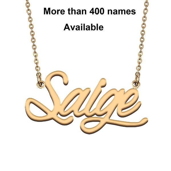 

chains cursive initial letters name necklace for saige birthday party christmas year graduation wedding valentine day gift, Silver