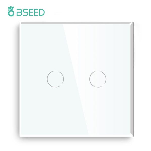 

smart home control bseed touch light switches 2gang1way eu standard wall switch led switchs crystal glass panel waterproof