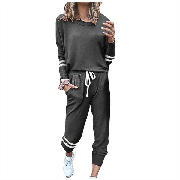 

solid casual tracksuit sports 2 womens tracksuits pieces set sweatshirts pullover hoodies suit sweatpants outfits t2g, Gray