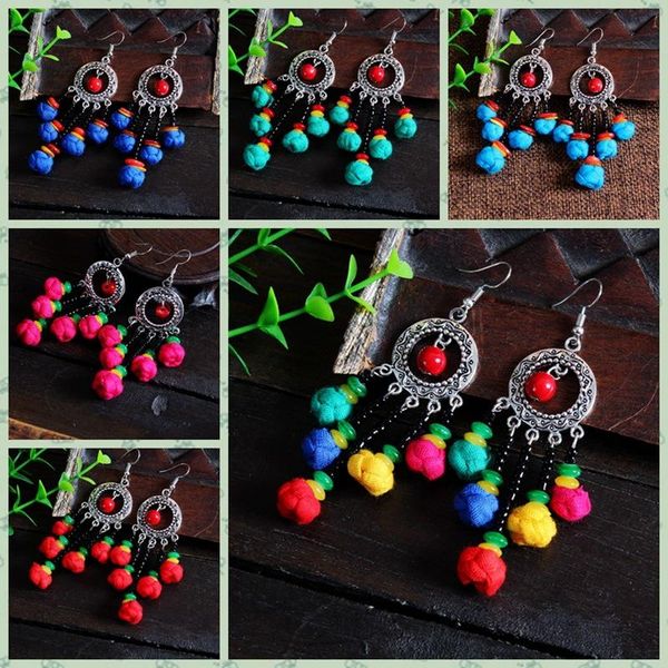 

dangle & chandelier ethnic tassel earrings for women girl handmade tibetan silver statement jewelry brincos vintage earring j2608