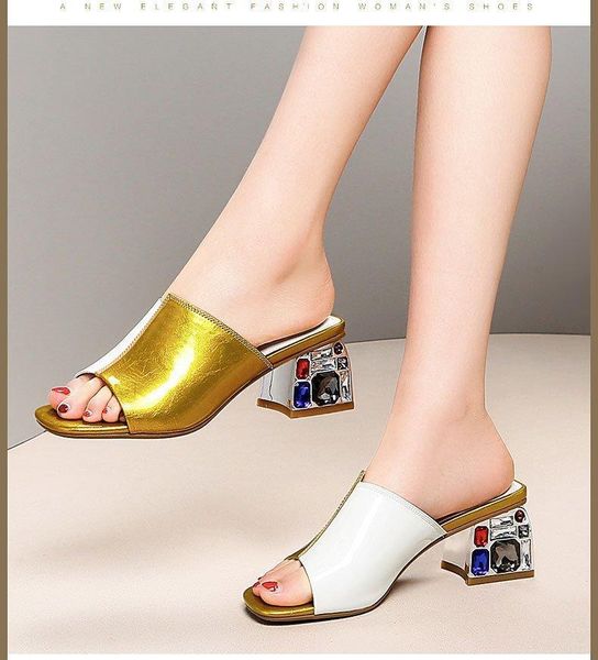 

slippers high heels fashion flip-flops women pu color matching thick british style 2021 summer autumn large women's shoes, Black