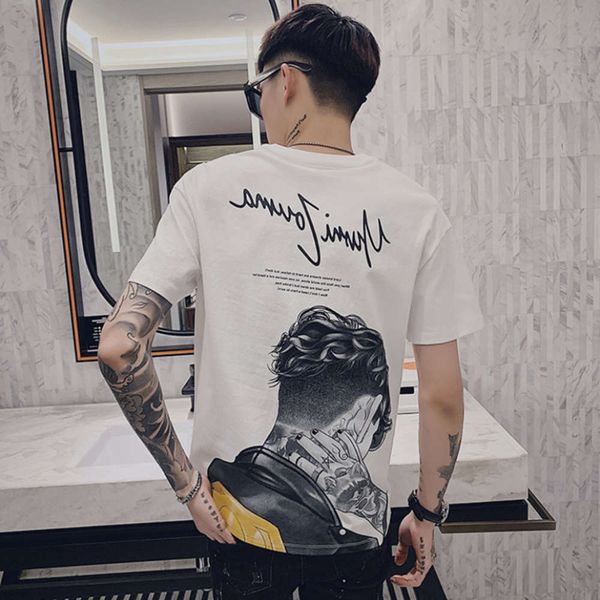 

men's shirt style short sleeve men's t-shirt and fashionable clothes, White;black