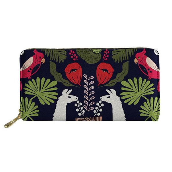 

wallets hycool for women retro bird flower alpaca print ladies long pu leather purse money clutch pouch light smooth zipper bags, Red;black