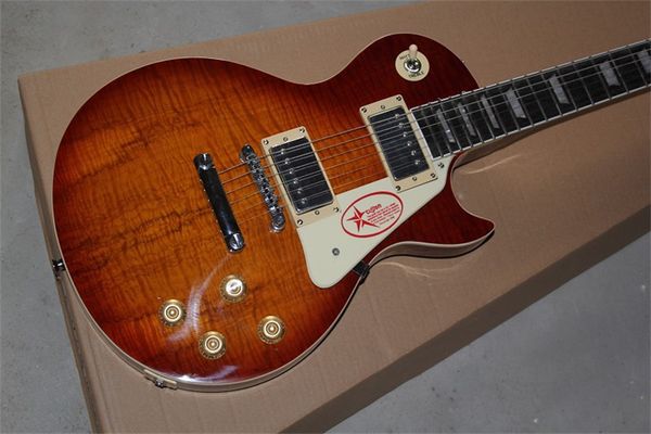 

oem 6-string electric guitar, rosewood fingerboard, tiger flame maple delivery guitarra