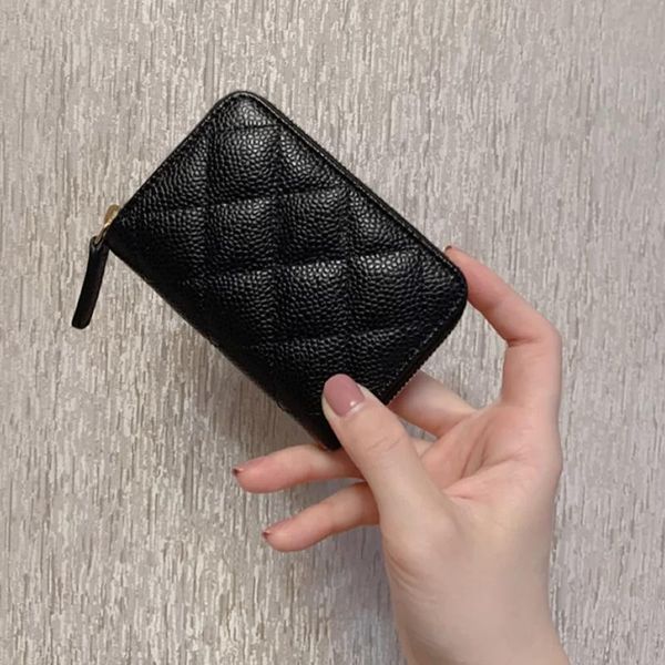 

card holders luxury designer real leather caviar business holder wallets for women brand id wallet coin purse, Brown;gray