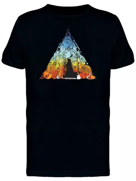 

music instruments triangle art tee men's -image by shutterstock, White;black