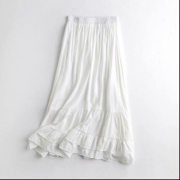

long ruffled white spring elastic womens skirt waist vintage beach party club ladies bottom, Black