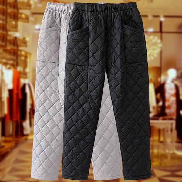 

women's pants & capris women winter down cotton plus size 4xl solid color fashion thick warm female casual trousers high waist sweatpan, Black;white