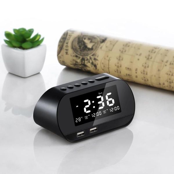 

desk & table clocks lcd clock rechargeable alarm 6 inch screen smart wireless radio calendar temperature display digital