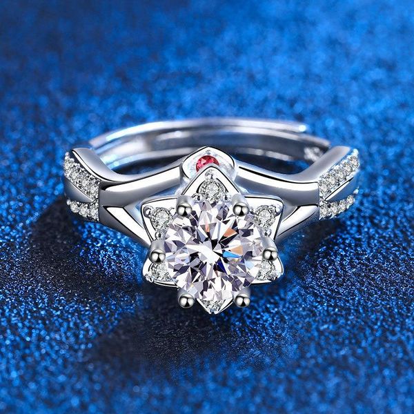 

wedding rings mossam diamond open ring with two swans, Slivery;golden