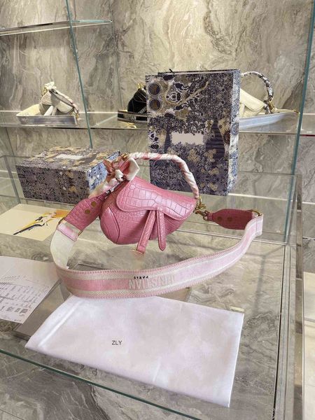 

di crocodile calfskin saddle 2021 new small 20cm carrying with ribbon zly bags