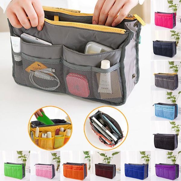 

makeup cosmetic handbag organiser travel insert purse large liner lady storage bag organizer tidy bags brushes female tote1