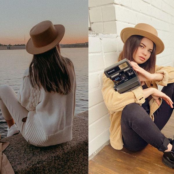 

stingy brim hats winter autumn imitation wool fedoras cap fashion cool solid color flat women jazz hat female lady wide felt fedora, Blue;gray