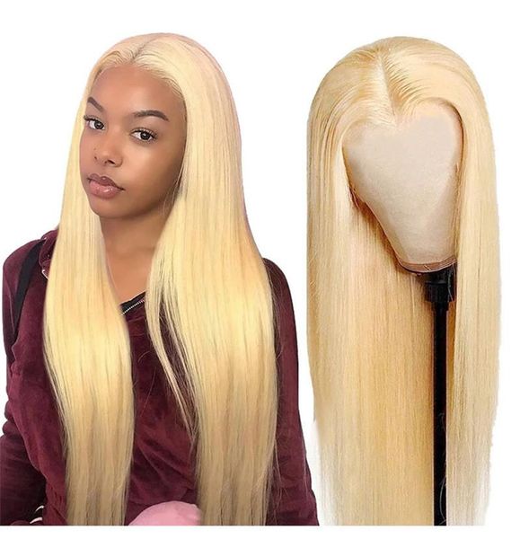 

synthetic wigs #613 blonde body wave hair middle part lace heat resistant glueless long for black women 24inch