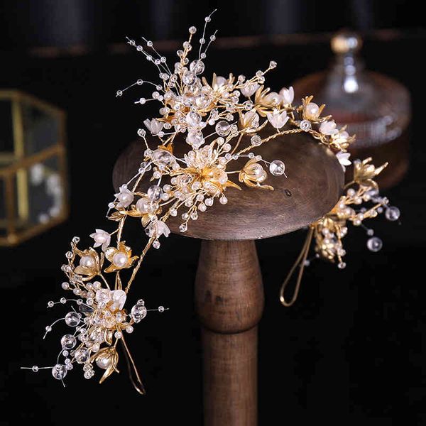 Accessori per gioielli per capelli per matrimoni Fascia alta lusso fiore di cristallo Headdress Headband Gold Crown Dress Bridal